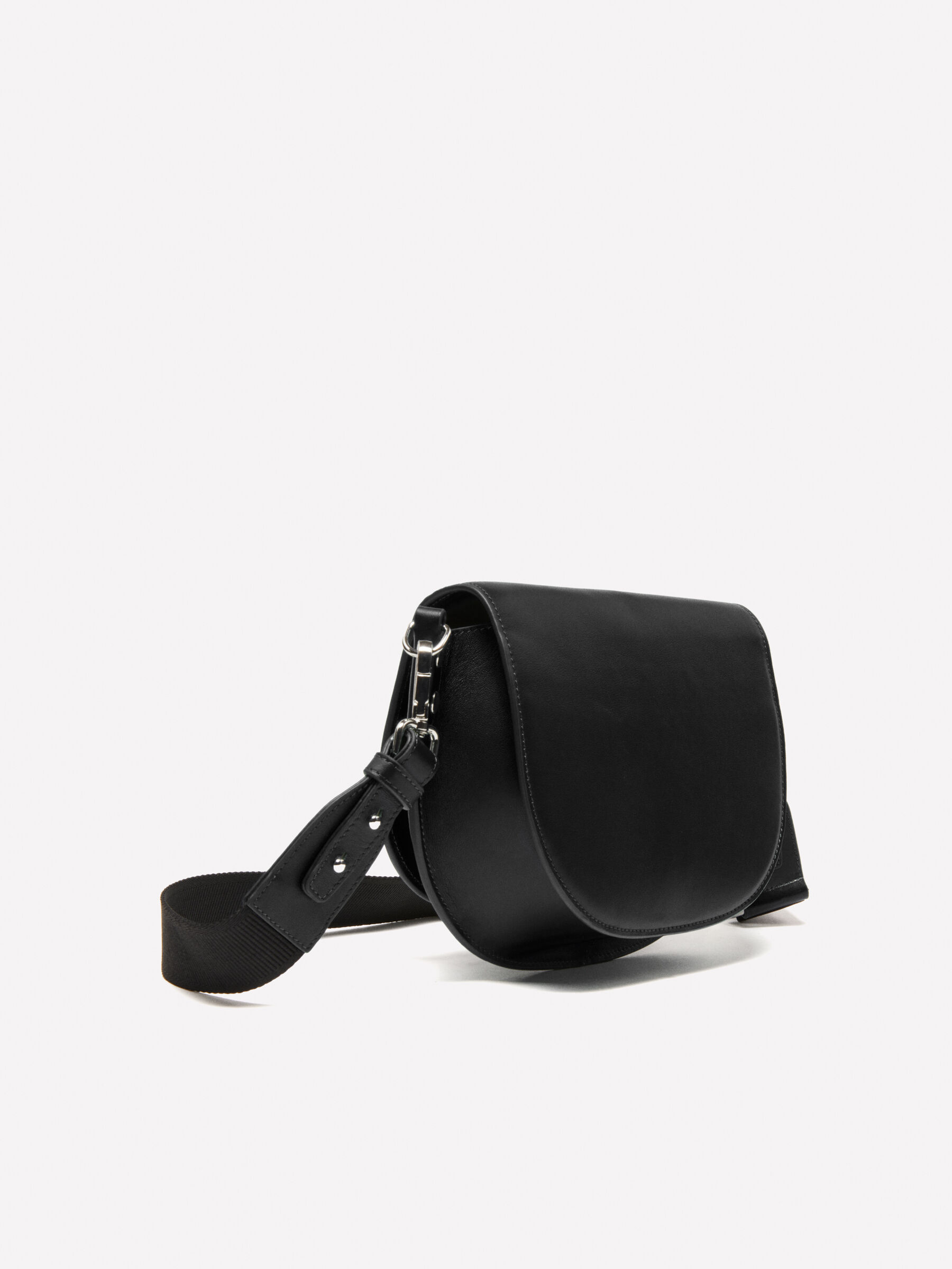 Black crossbody bag in 100% leather, Black - Sisley