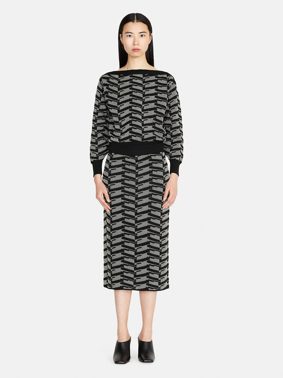 Jacquard midi skirt