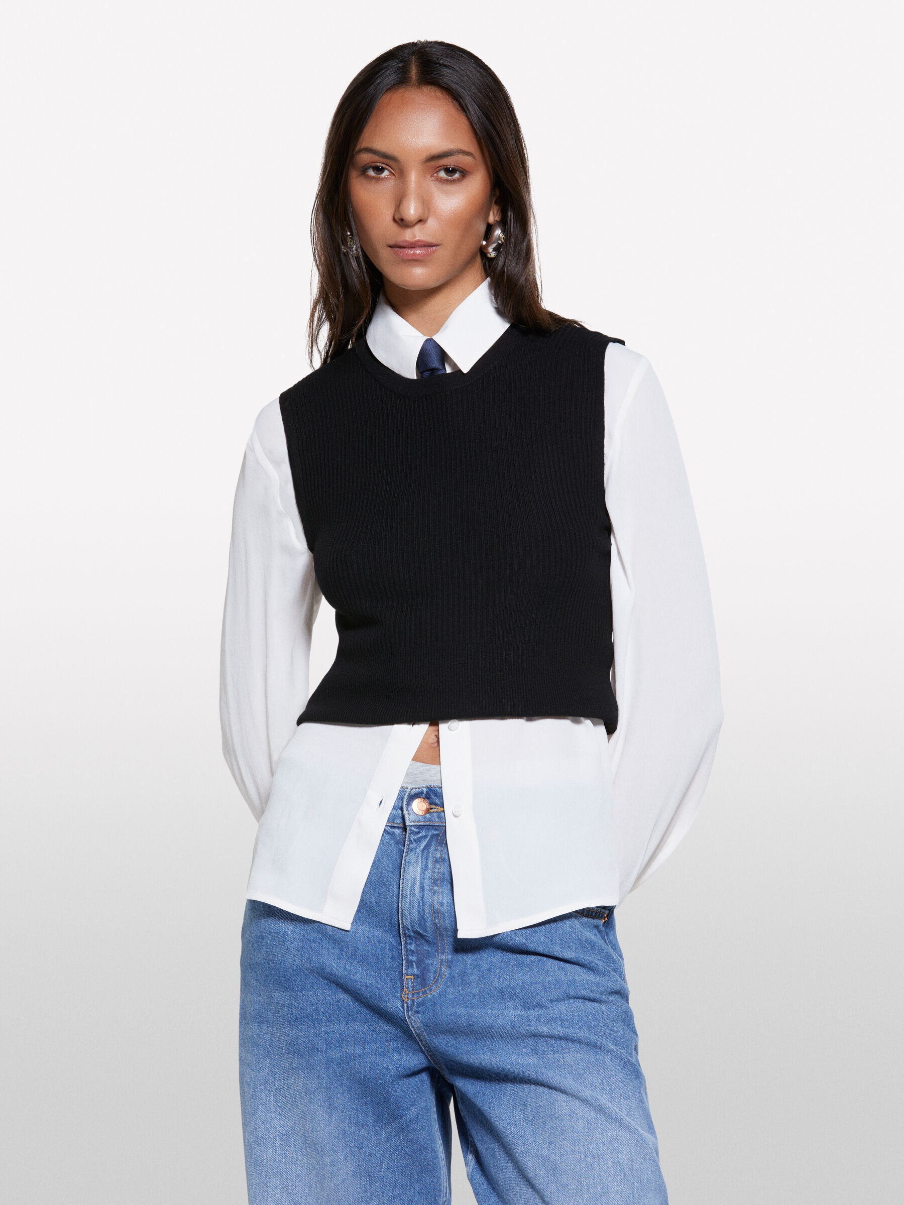 SLEEVELESS SWEATER Women image number null