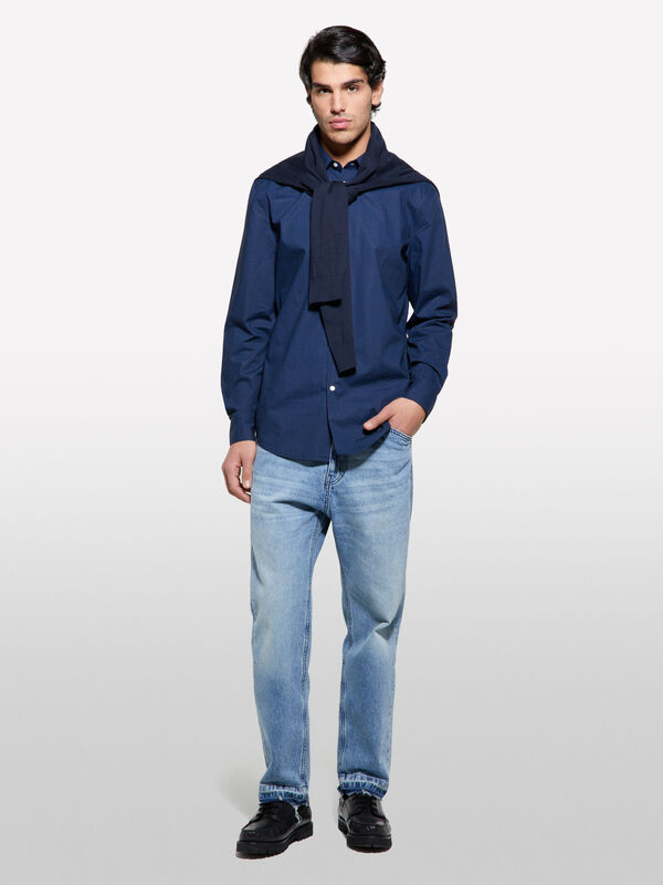 Blue printed slim fit shirt Blue printed slim fit shirt - men's slim fit shirts | Sisley
