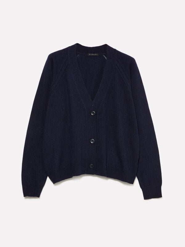 Dark blue oversized cardigan  - women's cardigans | Sisley