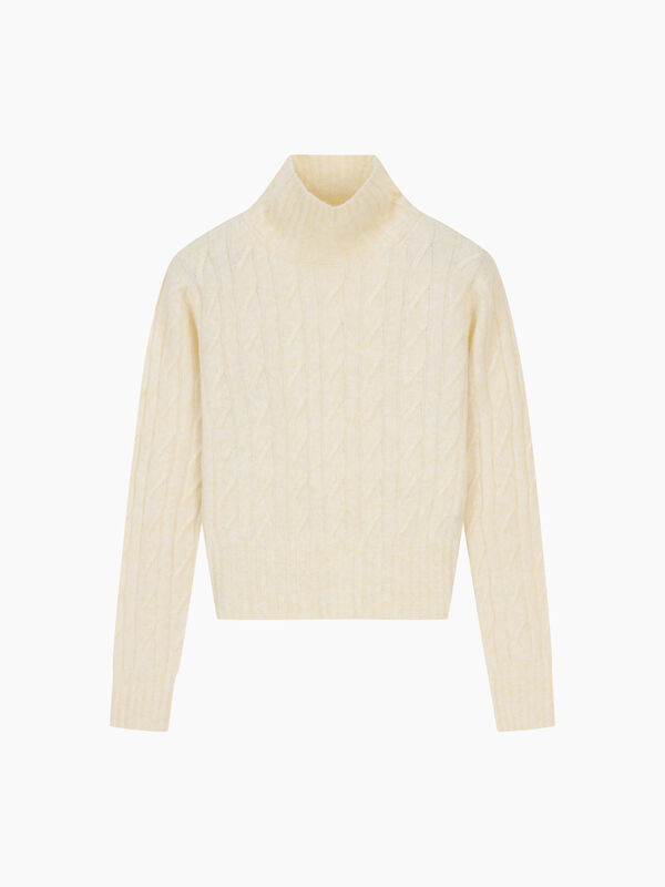 High-neck cable knit sweater - High neck sweaters | Sisley K