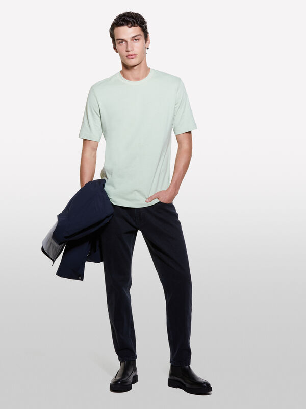 Light green t-shirt in 100% organic cotton  - men's short sleeve t-shirts | Sisley