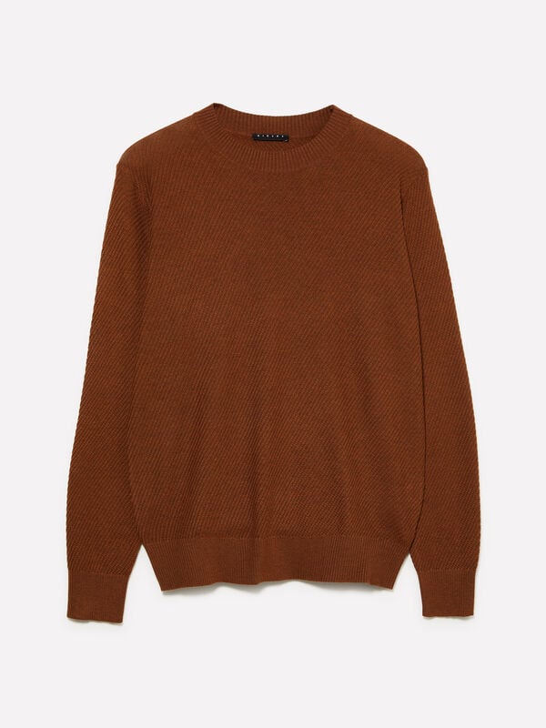 Camel crew neck sweater - men's crew neck sweaters | Sisley