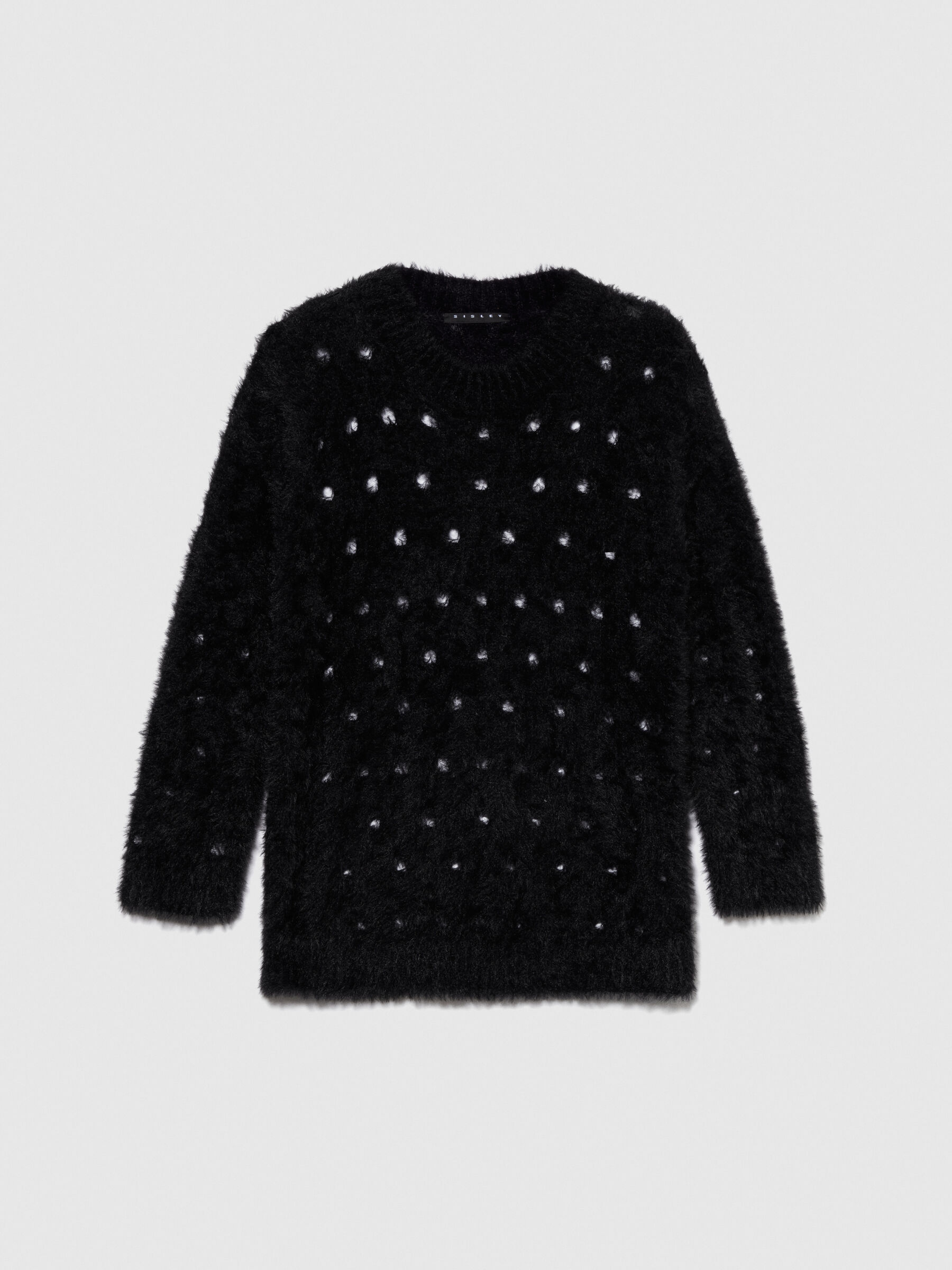 Black open knit sweater hotsell