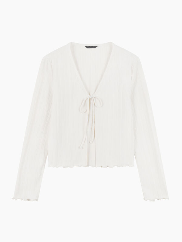 Cream white cardigan with laces - sisley k cardigan | Sisley K