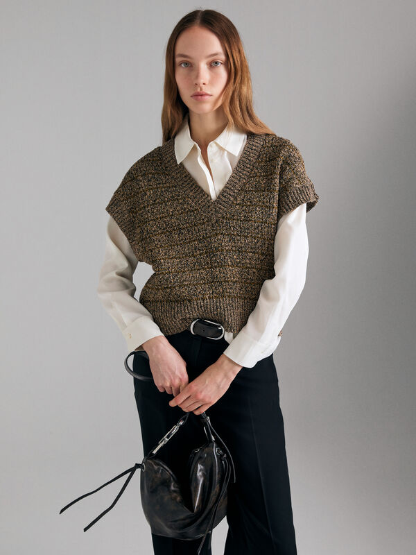 Moulin&eacute; knit vest - women's v-neck sweaters | Sisley