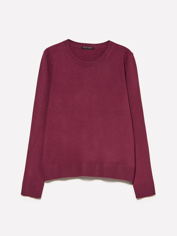 Burgundy crew neck top - women's crew neck sweaters | Sisley