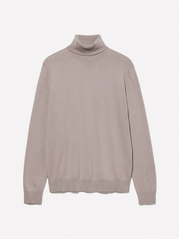 Brown sweater with high neck - men's high neck sweaters | Sisley