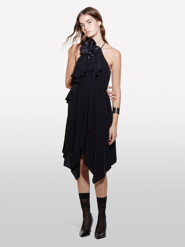 Short dress with maxi brooch - women's short dresses | Sisley