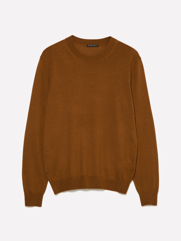 Dark brown sweater in wool blend Dark brown sweater in wool blend - men's crew neck sweaters | Sisley