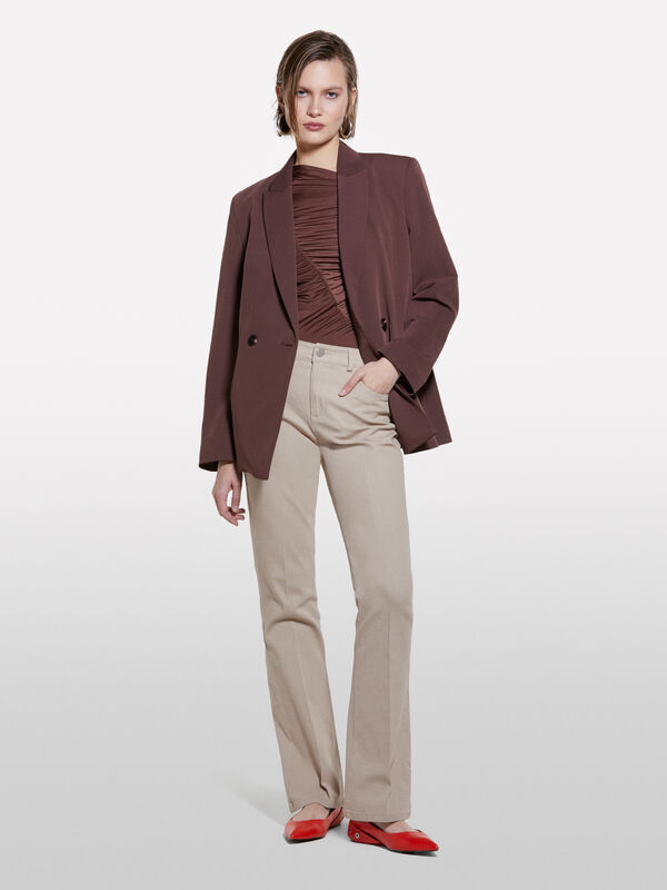 Beige flare fit trousers - women's flared trousers | Sisley