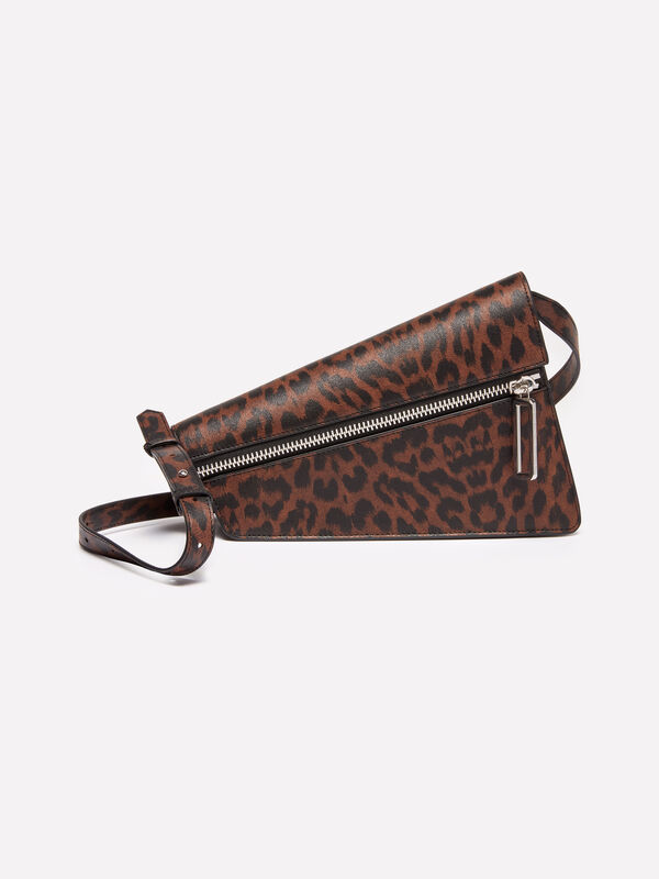 Asymmetric animalier bag - women's shoulder and crossbody bags | Sisley