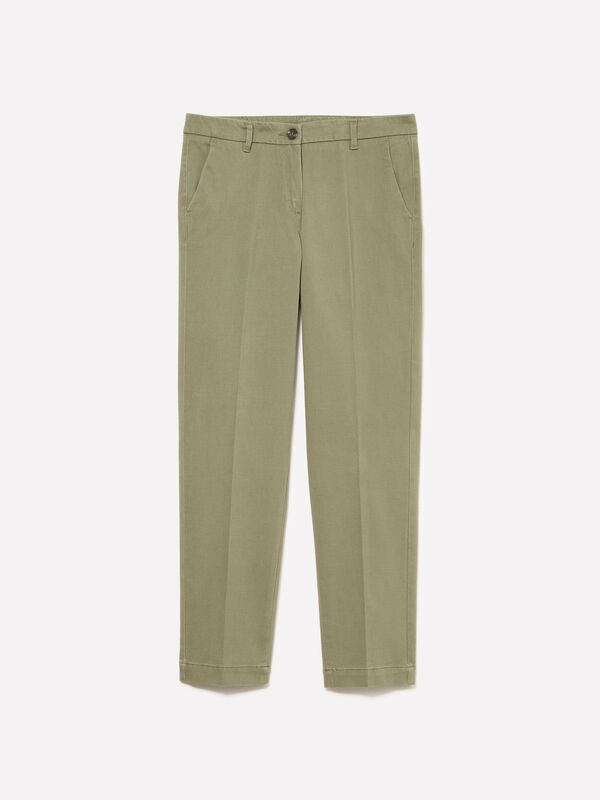 Dark green cigarette chino trousers Dark green cigarette chino trousers - women's skinny fit trousers | Sisley