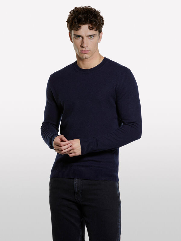Dark blue regular fit crew neck sweater Dark blue regular fit crew neck sweater - men's crew neck sweaters | Sisley