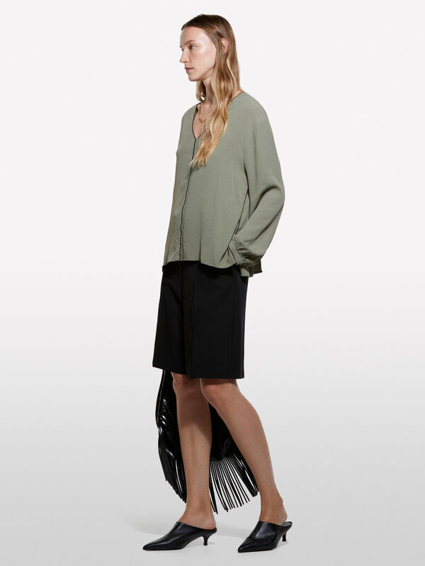 Military green oversized blouse - women's blouses | Sisley