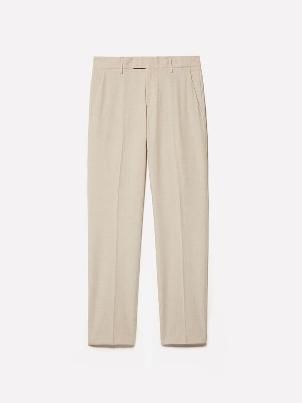 Beige formal trousers - men's slim fit trousers | Sisley