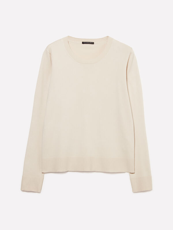 Beige crew neck top - women's crew neck sweaters | Sisley