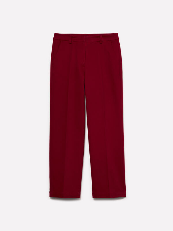Burgundy high-waisted trousers - women's regular fit trousers | Sisley