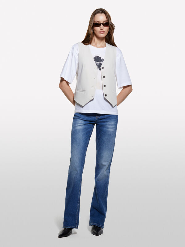 Beige slim fit vest - women's vests and sleeveless jackets | Sisley