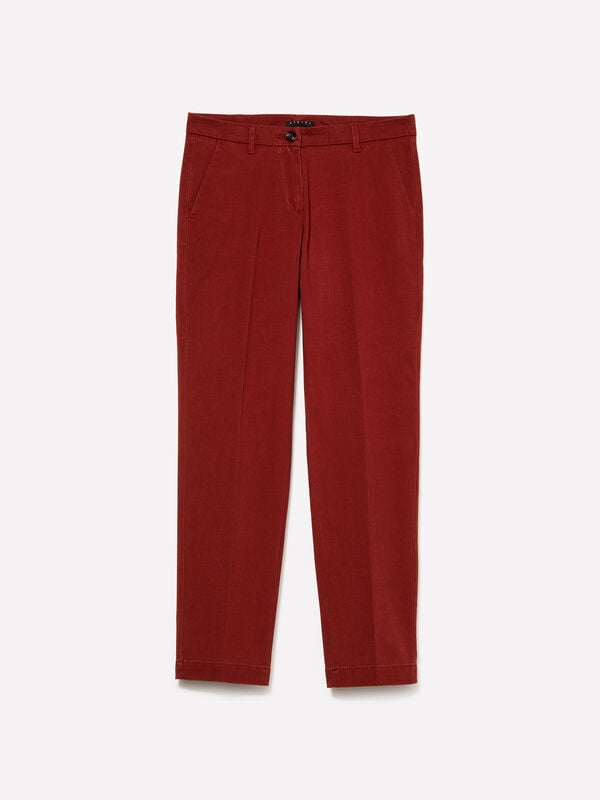 Brick red cigarette chino trousers - women's chino trousers | Sisley