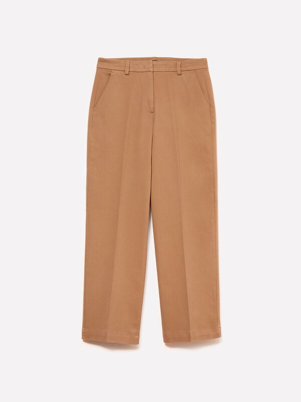 Dark brown high-waisted trousers - women's regular fit trousers | Sisley