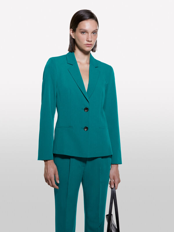 Teal green slim fit blazer - women's blazers | Sisley