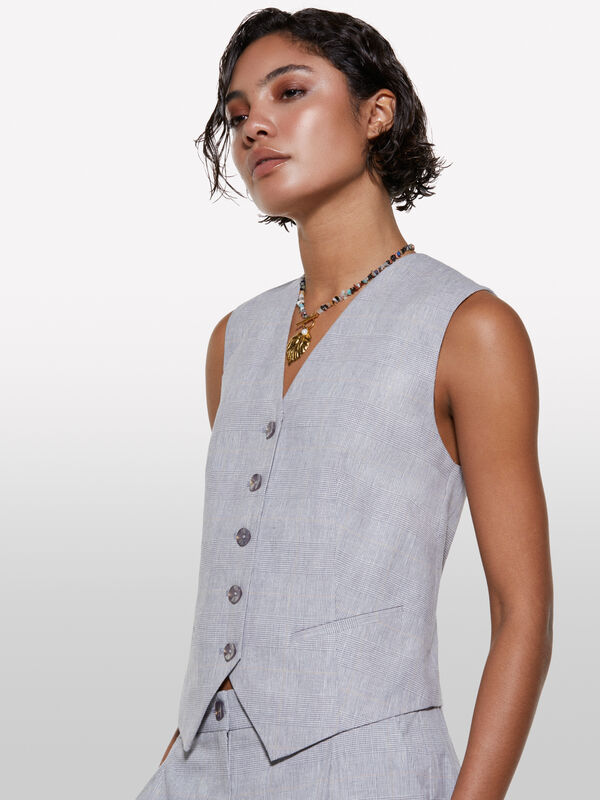Light gray vest in linen blend - women's vests and sleeveless jackets | Sisley