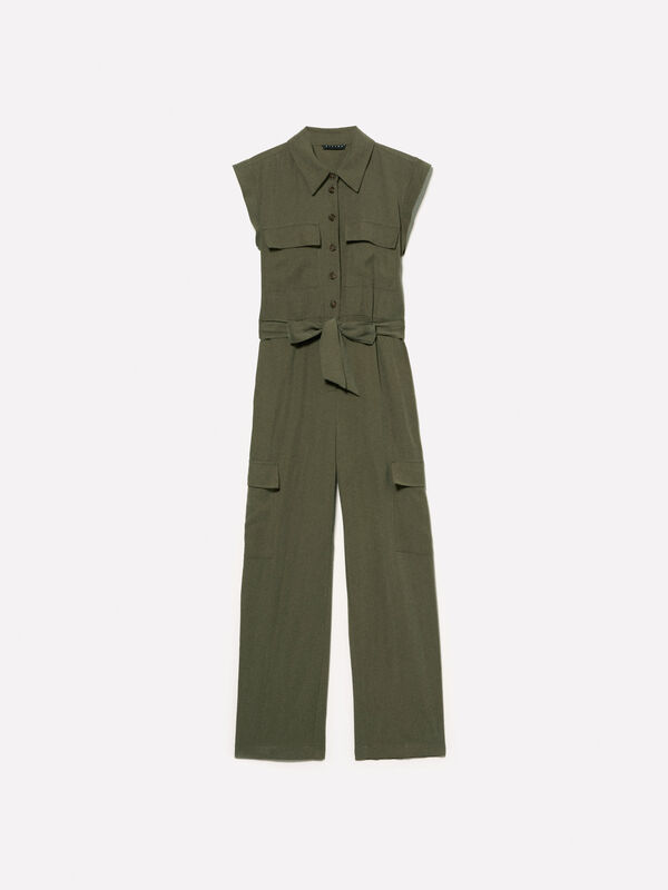 Military green cargo jumpsuit - women's jumpsuits | Sisley