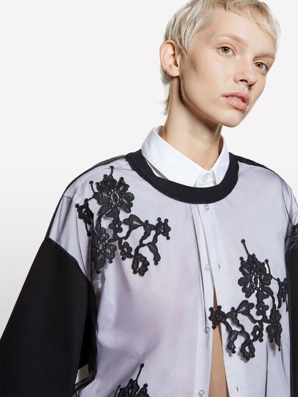 Black lace t-shirt  Black lace t-shirt  - women's short sleeve t-shirts | Sisley