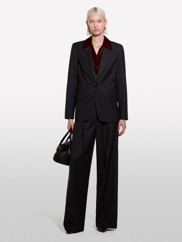 Dark gray pinstripe blazer - women's blazers | Sisley