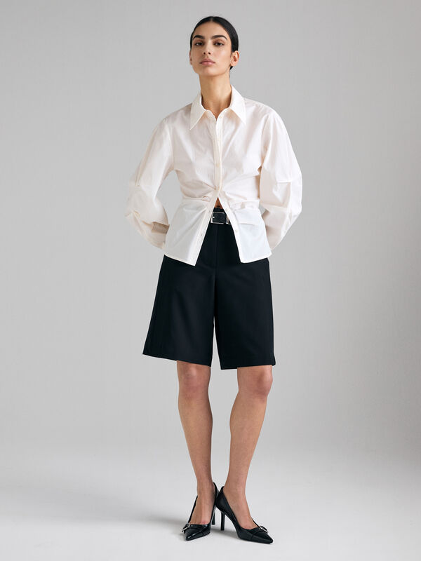 Slim fit shirt with pleats - women's shirts | Sisley