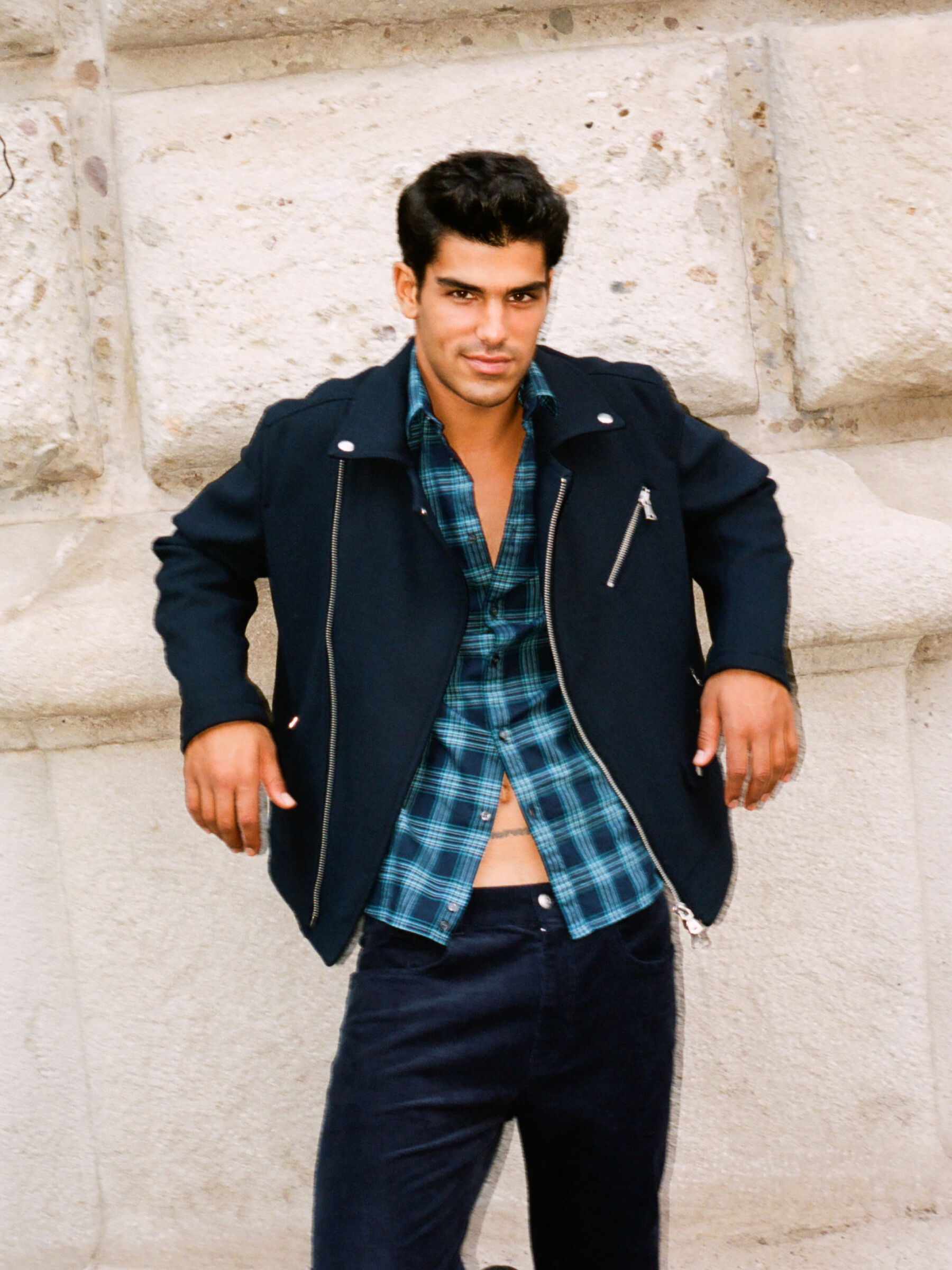 Wool blend biker jacket sale
