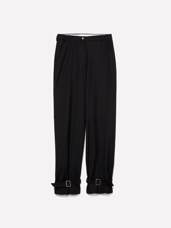 Trousers with buckles - women's regular fit trousers | Sisley
