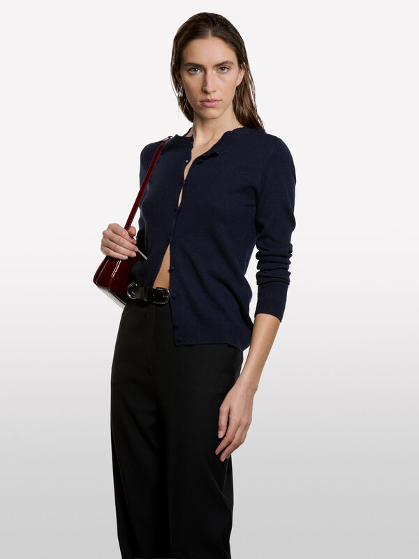 Dark blue regular fit cardigan  - women's cardigans | Sisley