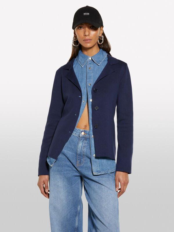 Dark blue knit blazer - women's blazers | Sisley