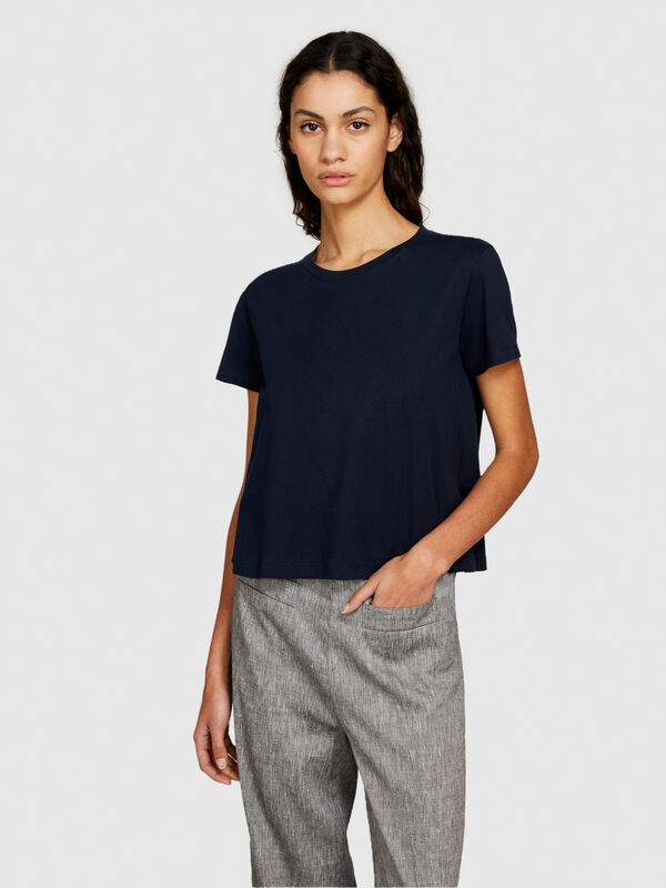Boxy fit t-shirt in organic cotton - women's short sleeve t-shirts | Sisley