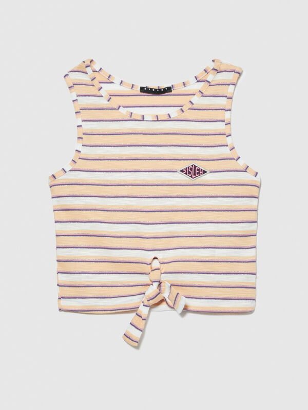 Striped tank top with knot - girls' tops and tank tops | Sisley Young