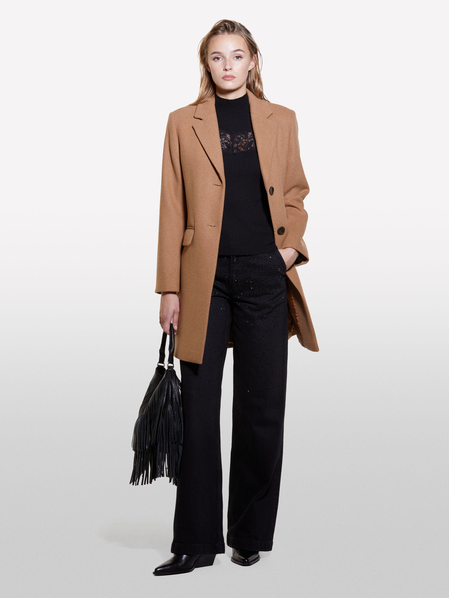 Camel single breasted coat