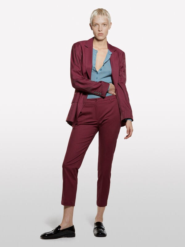 Burgundy slim fit chinos - women's slim fit trousers | Sisley
