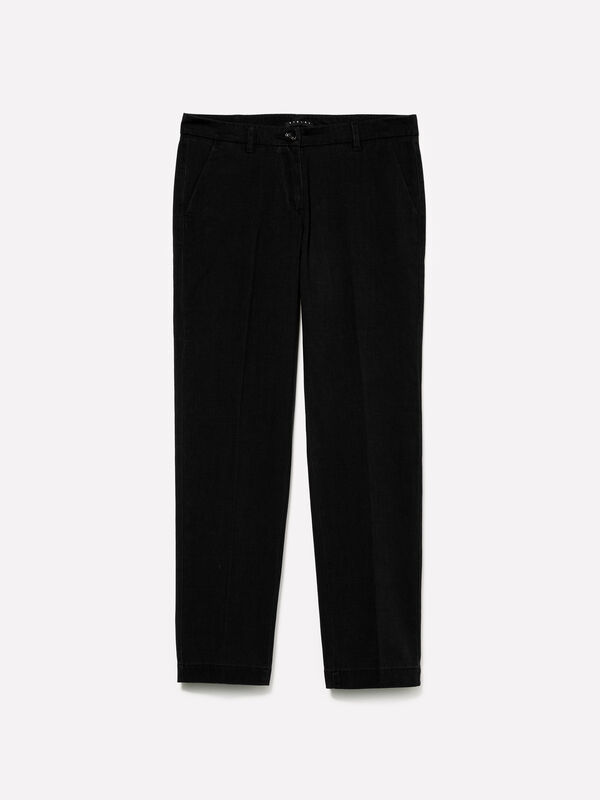 Black cigarette chino trousers - women's chino trousers | Sisley