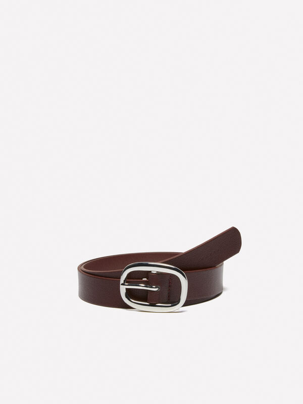 Burgundy belt with oval buckle - women's belts | Sisley