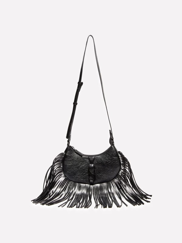 Black crossbody bag with fringe - women's shoulder and crossbody bags | Sisley