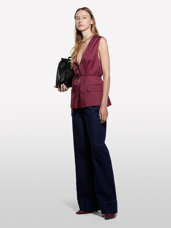 Blush pink striped vest - women's vests and sleeveless jackets | Sisley