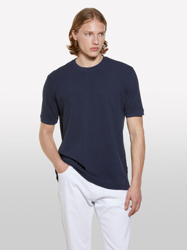 Dark blue short sleeve t-shirt - men's short sleeve t-shirts | Sisley