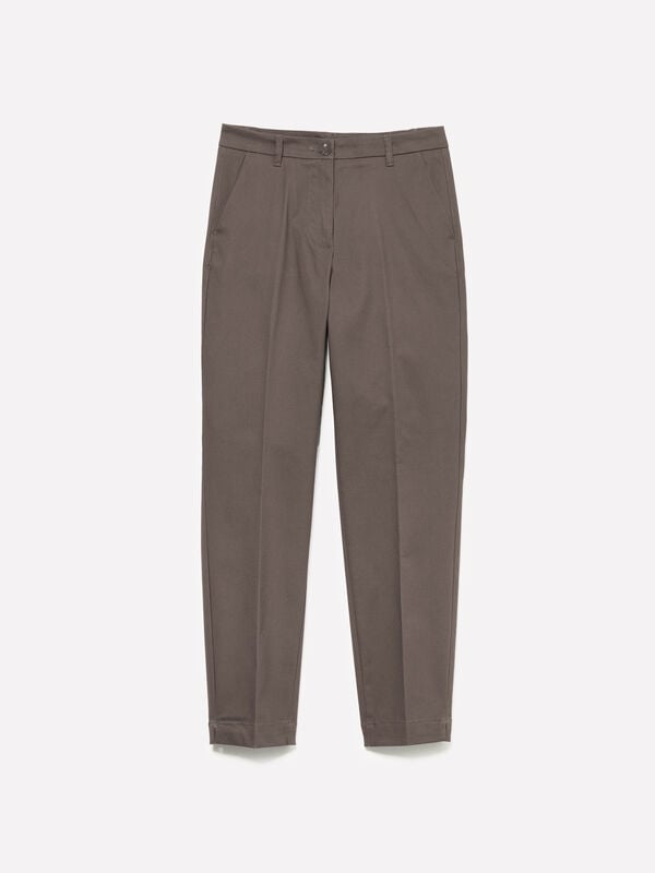Dark gray slim fit chinos - women's chino trousers | Sisley