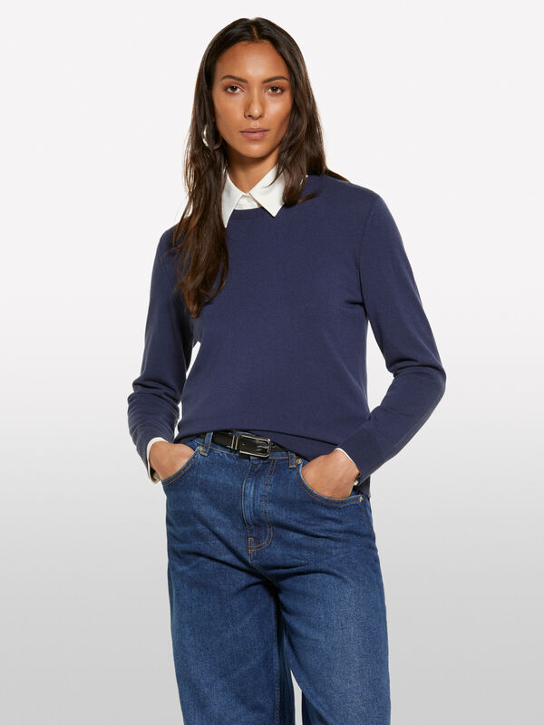Dark blue crew neck sweater - women's crew neck sweaters | Sisley