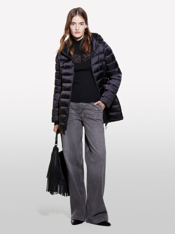 Padded jacket in black nylon - women's puffer jackets and coats | Sisley