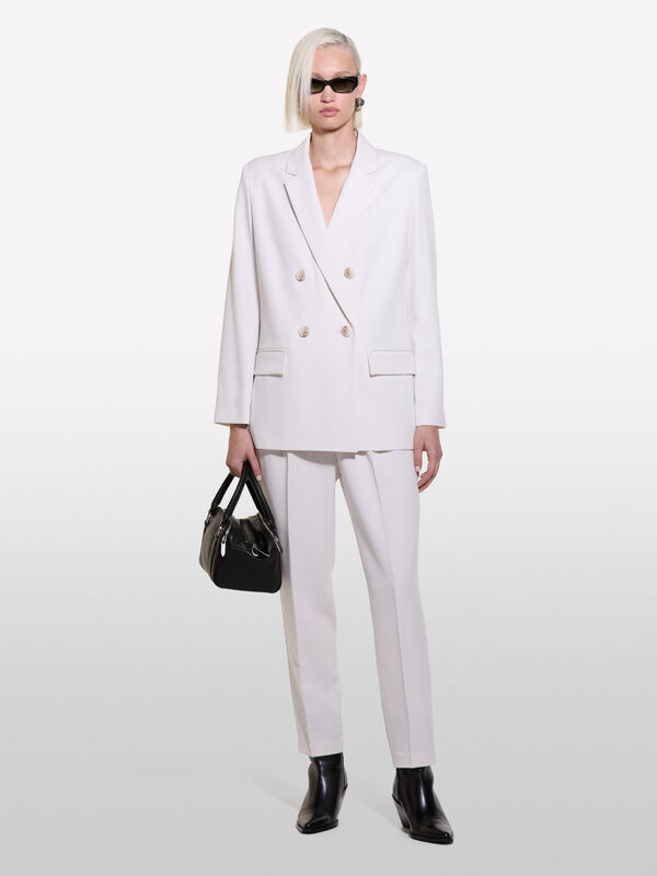 Cream white double-breasted blazer - women's blazers | Sisley