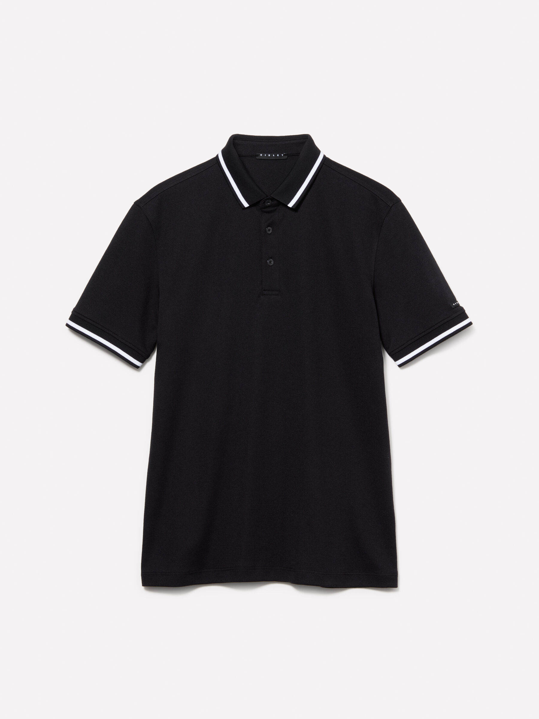 Black slim fit polo with contrast